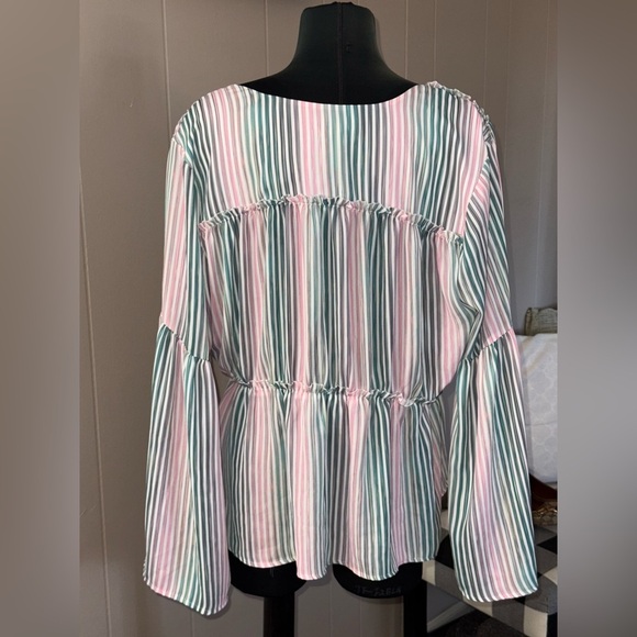 Catherine Malandrino • Striped Bell Sleeve Blouse - Picture 7 of 10